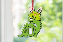 Letter N Easter Dino Basket Name Tag Holiday Egg SVG Laser Product Image 1