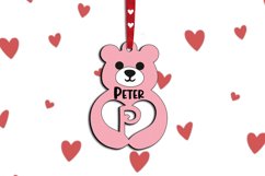 Letter P Gift Love Bear SVG Valentines Day Laser Alphabet Product Image 1