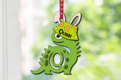 Letter Q Dino Easter Basket Name Tag Holiday Laser SVG Gift Product Image 1