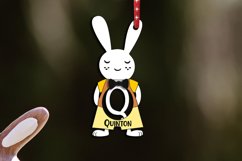 Letter Q Laser SVG Easter Bunny Rabbit Basket Tag Ornament Product Image 1