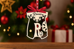 Letter R Laser Newbron Onesie Baby Christmas SVG Ornament Product Image 1