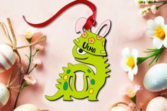 Letter U Dino Easter Ornament SVG Hanger Basket Name Tag Product Image 1