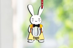 Letter U Easter Bunny Rabbit Basket Tag SVG Laser Ornament Product Image 1