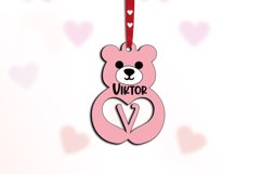 Letter V Gift Love Bear SVG Valentines Day Laser Alphabet Product Image 1