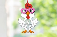 Letter W Chicken Easter SVG Basket Name Tag Laser Ornaments Product Image 1