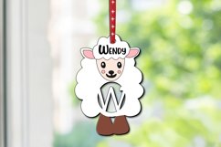 Letter W Lamb SVG Sheep Easter Ornament Basket Name Tag Gift Product Image 1
