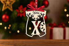 Letter X Laser Christmas Ornament Newborn SVG Baby Bodysuit Product Image 1