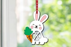 Letter X Name Tag SVG Easter Ornament Bunny Rabbit Basket Product Image 1