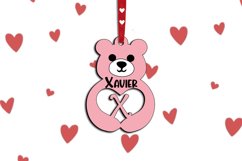 Letter X Valentine Day SVG Love Bear Gift Laser Alphabet Product Image 1