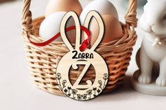 Letter Z Basket SVG Tag Bunny Ornament Laser Easter Flowers Product Image 1