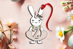 Letter Z Easter Bunny Dress Basket Tag Ornament SVG Laser Product Image 1