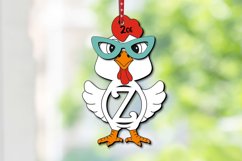 Letter Z Laser Chicken Easter SVG Basket Name Tag Ornaments Product Image 1