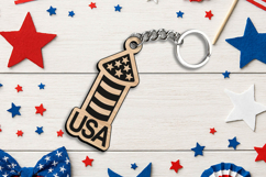 Freedom Fireworks 4th July Keychain Laser SVG Gift Present Product Image 2