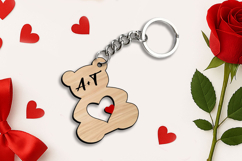 Love Bear Heart SVG Key Chain Valentine's Day Gift Laser Product Image 1