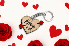 Love Gift SVG Heart Arrow Key Chain Romantic Valentine Day Product Image 1