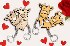 Love Giraffe Couple Key Chain SVG Laser Valentine Romantic Product Image 1