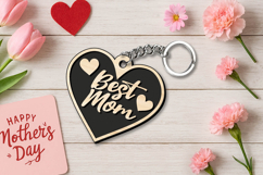 Love Heart Mother's Day Keychain Gift SVG Laser Holiday Mom Product Image 1