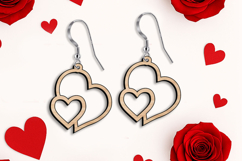 Love Hearts Earrings SVG Valentine Laser Gift Romantic Twin Product Image 1