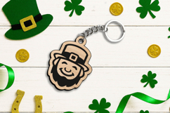 Lucky Charm Laser SVG Leprechaun Keychain Patrick Day Gift Product Image 1