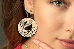 Mermaid Tail SVG Ocean Pattern Earring Laser Gift Maritime Product Image 1