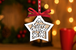 Merry Christmas Star Ornament SVG Laser Home Decor Present Product Image 1