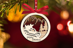 Merry Christmas Tree Pickup Truck Ornament SVG Laser Winter Product Image 1