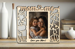 Mom and Me Autumn SVG Photo Frame Fall Laser Gift Kids Child Product Image 1