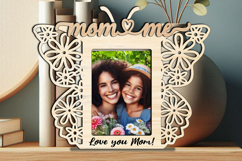 Mom and Me SVG Butterfly Photo Frame Design Laser Gift Home Product Image 1