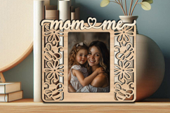 Mom and Me SVG Frame Photo Picture Bee Flower Kid Laser Gift Product Image 1