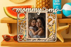 Mommy and Me SVG Photo Frame Laser Summer Vibes Glasses Sun Product Image 4