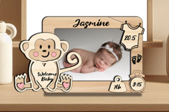 Monkey Baby Photo SVG Newborn Frame Laser Home Decor Sign Product Image 1