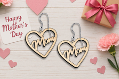 Mother's Day Cut out Mom Earrings Design SVG Laser Present Product Image 1