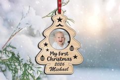 My First Christmas Tree Ornament SVG Baby Photo Laser Gift Product Image 1