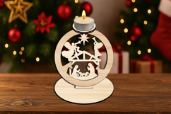 Nativity Scene Candle Holder SVG Laser House Decor Holiday Product Image 1