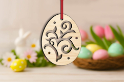 Ornament Easter Egg SVG Greenery Swirls Laser Gift Present Product Image 1