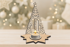 Peace Candle Holder SVG Laser Christmas Tree Winter Pattern Product Image 1