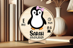 Penguin Baby Announcement Round Board Laser Circle Sign SVG Product Image 1