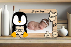 Penguin SVG Laser Baby Photo Newborn Frame Home Decor Sign Product Image 1