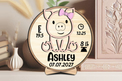 Pig Baby Announcement SVG Round Board Laser Circle Porky Product Image 1