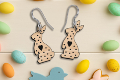 Polka dots Easter Holiday Bunnies Earrings Laser SVG Gift Product Image 1