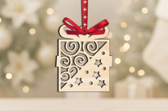 Present Design Christmas Ornament SVG Winter Pattern Laser Product Image 1