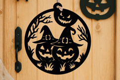 Pumpkins Halloween Door Hanger SVG Welcome Sign Laser Home Product Image 1
