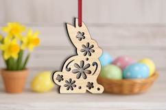 Rabbit Bunny Flowers Easter SVG Laser Ornament Present Gift Product Image 1