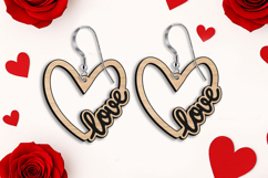 Romantic Love Text Earring SVG Gift Laser St Valentine's Day Product Image 1