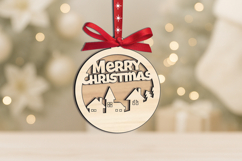 Round Laser SVG Merry Christmas Ornament Home Decor Gift Product Image 1