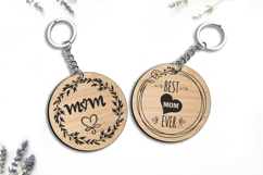 Set of 2 Mother&#039;s Day SVG Gift Keychain Laser Heart Wreath Product Image 1
