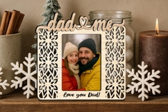Snowflake Dad and Me SVG Photo Frame Christmas Laser Present Product Image 1