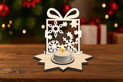 Snowflake Winter Pattern Candle Holder SVG Laser Present Product Image 1