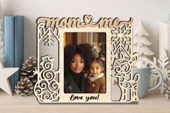 Snowman Deer Christmas Mom and Me SVG Photo Frame Laser Gift Product Image 1