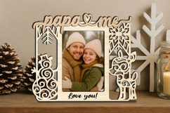 Snowman Deer SVG Christmas Winter Papa and Me Photo Frame Product Image 1